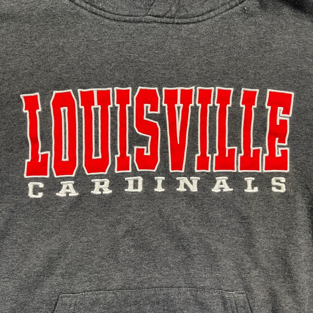 Y2K Stadium Athletics Louisville Cardinals Stitched Hoodie Sweatshirt Mens‎ L - Picture 2 of 5